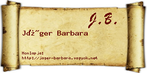 Jáger Barbara névjegykártya